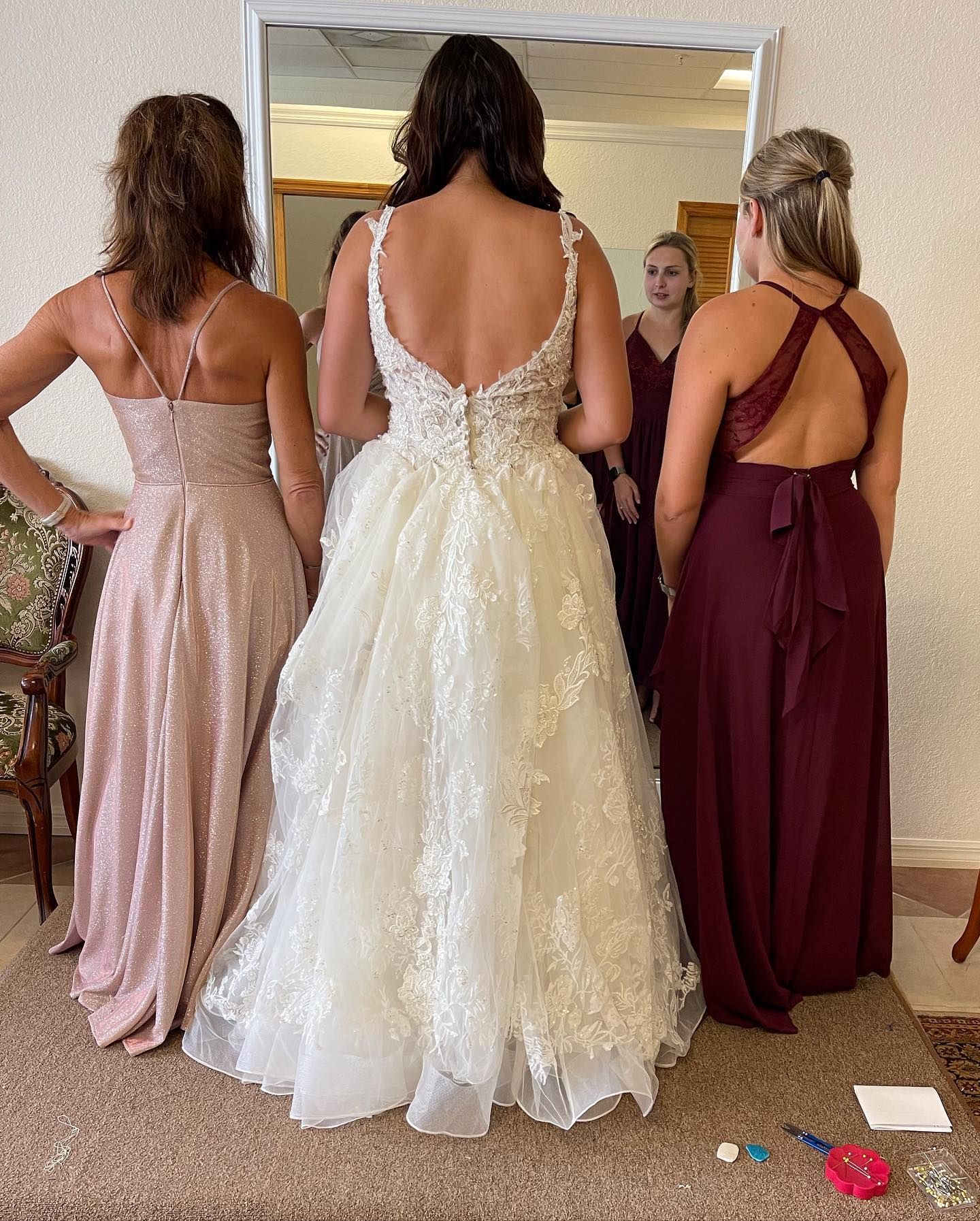 Bride and bridesmaids, gown altered by Classy Tailoring